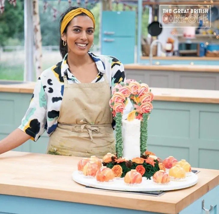 Crystelle Pereira with her showstopper in the Great British Bake Off tent
